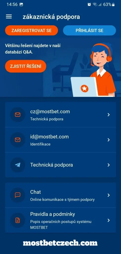 Podpora Mostbetu